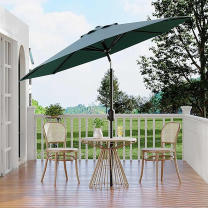 9Ft Patio Umbrella - 8 Sturdy Ribs Outdoor Table Umbrella with Crank Lift & Push Button Tilt - Market Umbrella for Pool, Deck, Yard, Garden - Turquoise