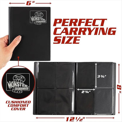 Monster 4 Pocket Trading Card Binder - Matte Sunflower Orange Album, Anti-Theft TCG Protection w Side Loading Padded Pockets, Double Sided, Holds 160 Cards, For Sports, Gaming, Kpop, Gift
