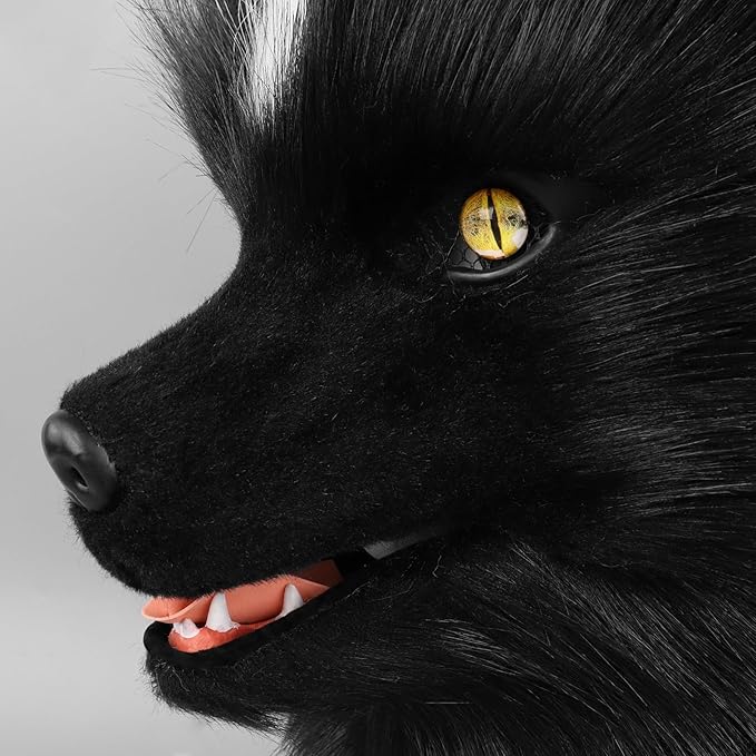 HAOAN Furry Dog Mask Animal Wolf Full Head for Halloween Fancy Dress Party Cosplay Costume Women Men