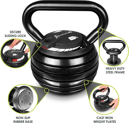 ProsourceFit Adjustable 40-lb Cast Iron Kettlebell Weight Set