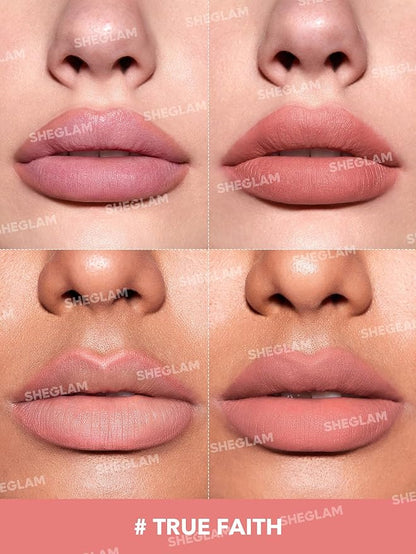 SHEGLAM Lip Liner Creamy Matte Pencil High Pigment Not Easy to Fade Silky Smooth Matte Contour Tint Lip Makeup-True Faith