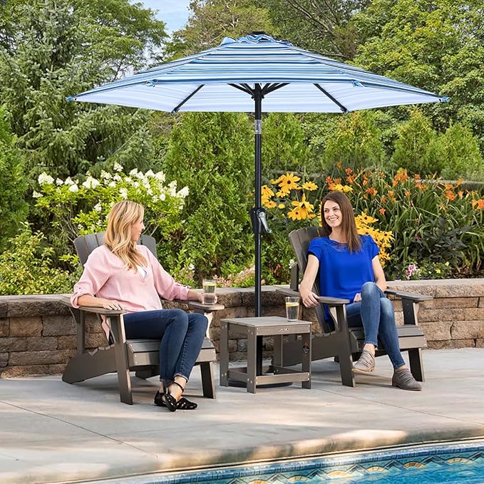 ABCCANOPY 7.5FT Outdoor Patio Umbrella, UV Protection Table Umbrella w/Crank for Easy Set Up, Suitable for Garden, Lawn, Deck & Backyard (Purple Blue Stripes)