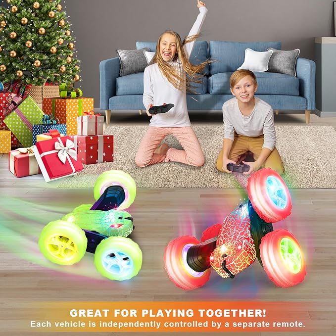 Remote Control Car, RC Cars Toys, 2.4GHz 4WD Fast RC Car Kids Toys Double Sided 360° Rotating Monster Truck Toys for Girls RC Truck Toy Cars for Boys