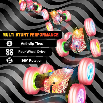 Remote Control Car, RC Cars Toys, 2.4GHz 4WD Fast RC Car Kids Toys Double Sided 360° Rotating Monster Truck Toys for Girls RC Truck Toy Cars for Boys