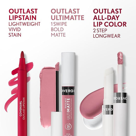 COVERGIRL Outlast All-Day Lip Color Custom Nudes, Deep Cool , 2 Piece Set