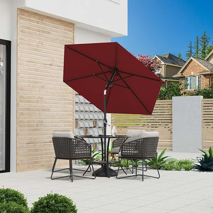 7.5FT Patio Umbrella Table Market Umbrella w/Tilt and Crank Heavy-Duty Round Outdoor Umbrellas for Garden, Deck, Backyard, Pool and Beach, Burgundy