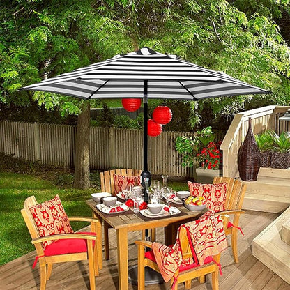 Blissun 7.5 ft Patio Umbrella, Yard Umbrella, Outdoor Market Umbrella with Push Button Tilt Crank (Black&White)