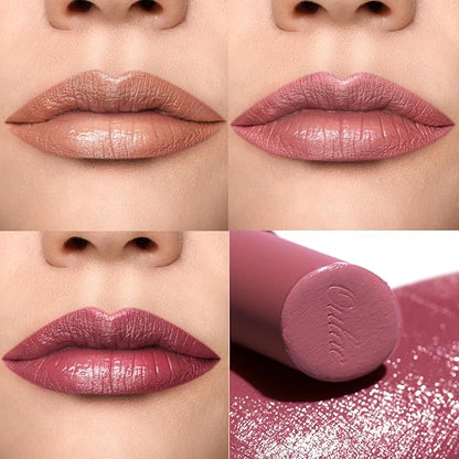 Oulac Hydrating Lipstick Set For Women Plum Brown Lipsticks High Impact Lipcolor Tinted Lip Balm, Nourishing, Satin Finish, Moisturizing Creamy Formula, Vegan Gluten Free 05+06+08(SET 2)