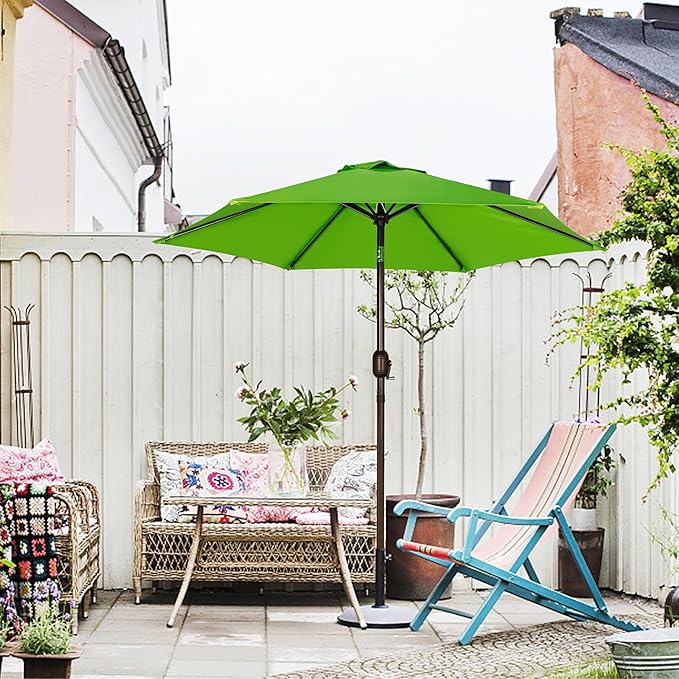 Blissun 7.5 ft Patio Umbrella, Yard Umbrella, Outdoor Market Umbrella with Push Button Tilt Crank, Lime