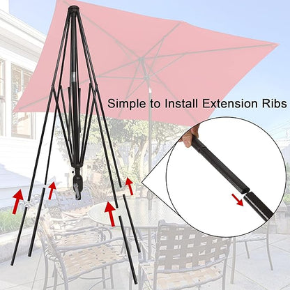 Blissun Rectangular Patio Umbrella, Table Market Umbrella with Tilt and Crank, Outdoor Umbrella for Garden, Deck, Backyard, Pool and Beach
