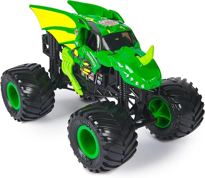 Monster Jam, Bakugan Dragonoid Monster Truck - Green, 1:24 Scale Die-Cast Vehicle-Chrome Rims and BKT Tread Tire for Playsets, Collectible for Fans & Birthday Parties, Kids Ages 3+