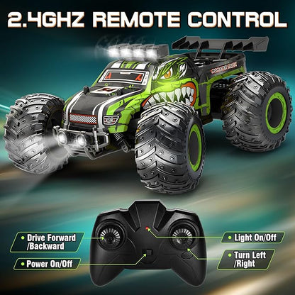 Remote Control Car, Rc Cars for Boys Age 6-8 8-12, 2.4Ghz All Terrain Rc Truck Toys with Headlights and Car Body Lights, 20 KM/H Off Road Remote Control Monster Truck, Ideal Gift for Kids 6 7 8 9 10+