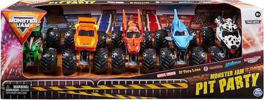 Monster Jam, Official Pit Party 5-Pack of 1:64 Scale Monster Trucks, Kids Toys for Boys and Girls Ages 3 and Up