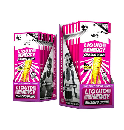 Vital 4U® Liquid Energy Shot - Ginseng, B Vitamins, Naturally Sweetened, Coffee Flavor, 24 ct