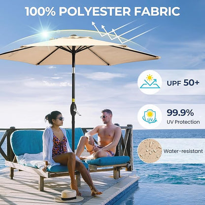 SUNVIVI OUTDOOR 7.5' Outdoor Patio Umbrella, Patio Umbrella, Market Umbrella, Metal Pole Umbrella with Push Button Tilt and Crank, 6 Ribs, Polyester Canopy