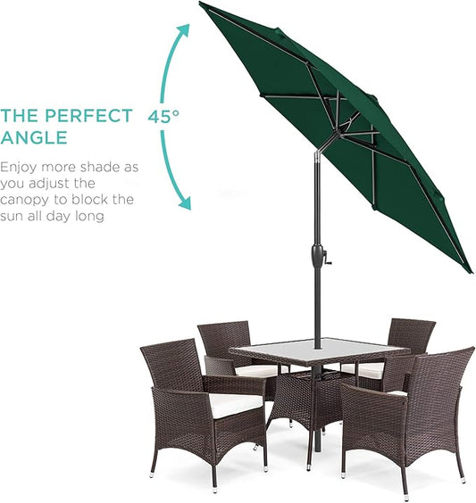 Best Choice Products 7.5ft Heavy-Duty Round Outdoor Market Table Patio Umbrella w/Steel Pole, Push Button Tilt, Easy Crank Lift - Green