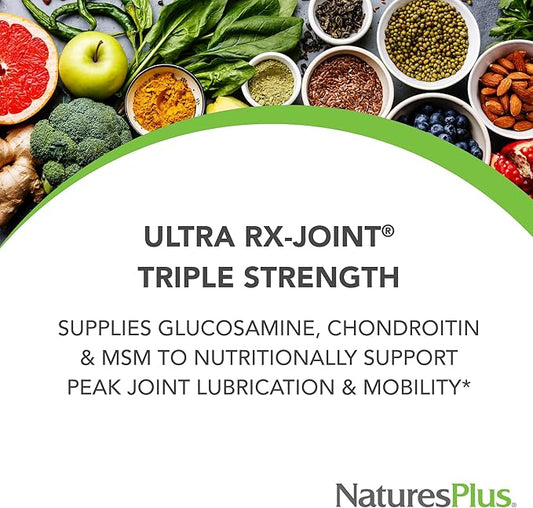 Natures Plus Advanced Therapeutics Triple Strength Ultra Rx-Joint, Extended Delivery - 120 Tablets - Glucosamine/Chondroitin/MSM - High Potency Joint Support - Gluten-Free - 30 Servings