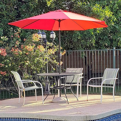 Yaheetech 9FT Outdoor Patio Umbrella Market Table Umbrella Yard Umbrella with Push Button Tilt Crank, 8 Ribs for Garden/Lawn/Deck/Backyard/Beach/Pool, Red