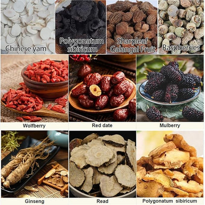 Kidney tea formula Ginseng Six Treasure Tea, 10 Precious Ingredients Formula, 260g/Box Ginseng Five Treasure Aid Root Kidney Tea, Men's Kidney Tea Chinese Herbal Tea (20 bags/2Box)