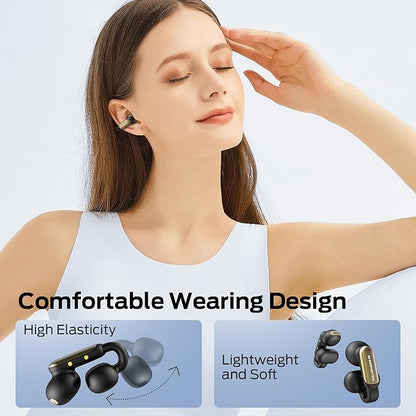 Monster Open AC601 Wireless Earbuds, Crystal Clear Call, USB-C Charging, Bluetooth 5.4 Open Earphones with ENC, IPX5 Waterproof Wireless Clip-on Earbuds, 32H Playtime Ear Buds (Black)