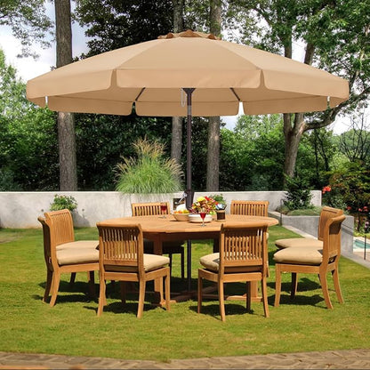 ABCCANOPY Patio Umbrella 11ft, Outdoor Table Umbrella with Push Button Tilt and Crank, 8 Ribs Umbrella for Patio Pool Garden Deck (Khaki)