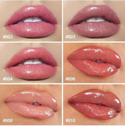 MAEPEOR Moisturizing Lipgloss Set 6PCS Smooth Shiny Lip Gloss Neutral Nude Nourishing Glossy Lipgloss for Women and Girls (Shiny, 6PCS Set B)