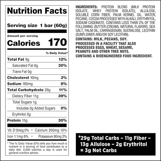 Quest Nutrition Crispy Chocolate Caramel Pecan Hero Protein Bar, 15g Protein, 1g Sugar, 3g Net Carbs, Gluten Free Protein Snack, Keto Friendly, 4 Count