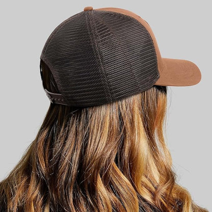 Mesh Bigfoot Hat Leather Cap for Men- Great Snapback Closure Sasquatch Hat for Hunting & Hiking