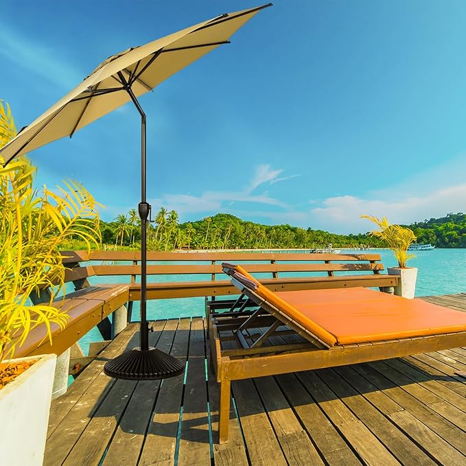 Abba Patio 11FT Lyon Outdoor Patio Umbrella Outdoor Table Umbrella with Push Button Tilt and Crank Market Umbrella 8 Sturdy Ribs UV Protection Waterproof for Garden Deck Backyard Pool Tan