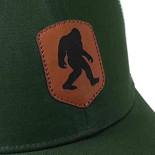 Mesh Bigfoot Hat Leather Cap for Men- Great Snapback Closure Sasquatch Hat for Hunting & Hiking
