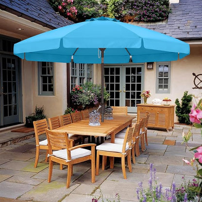 ABCCANOPY Patio Umbrella 11ft, Outdoor Table Umbrella with Push Button Tilt and Crank, 8 Ribs Umbrella for Patio Pool Garden Deck (Turquoise)