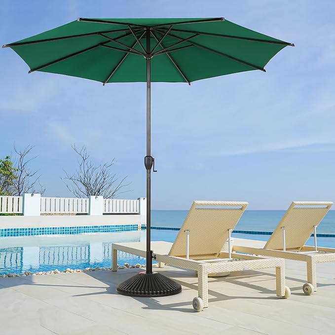 Abba Patio 11FT Lyon Outdoor Patio Umbrella Outdoor Table Umbrella with Push Button Tilt and Crank Market Umbrella 8 Sturdy Ribs UV Protection Waterproof for Garden Deck Backyard Pool Dark Green
