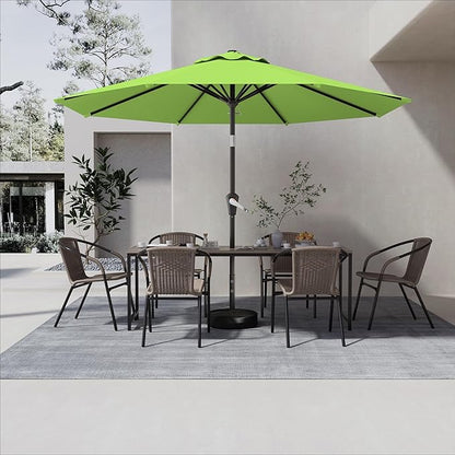 9 FT Patio Umbrella for Outdoor, Outdoor Umbrella with Push Button Tilt and Crank, Outdoor Patio Umbrellas with 8 Sturdy Ribs for Market, Garden, Deck, Backyard, Pool (Apple Green)