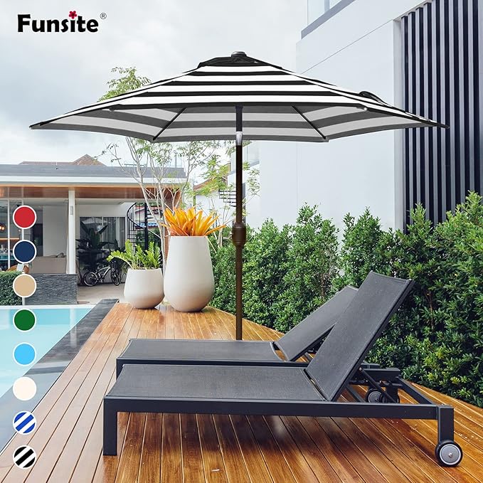 7.5Ft/9Ft Patio Umbrella, UV Protect Pool Umbrella with Heavy Duty Pole,Outdoor Umbrella with Push Botton Tilt & Crank