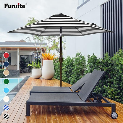 7.5Ft/9Ft Patio Umbrella, UV Protect Pool Umbrella with Heavy Duty Pole,Outdoor Umbrella with Push Botton Tilt & Crank