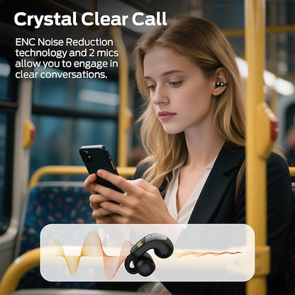 Monster Open Ear AC228 Wireless Headphones, Clip-On Earbuds, Adaptive Comfort, Immersive Audio, Bluetooth 6.0 Open Ear Earphones with ENC Clear Call, 30H Playtime, IPX5 Water Resistant, Black