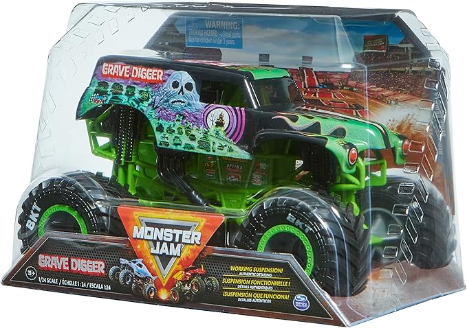 Monster Jam, Official Grave Digger (Green/Black) Monster Truck, Collector Die-Cast Vehicle, 1:24 Scale, Kids Toys for Boys Ages 3 and up
