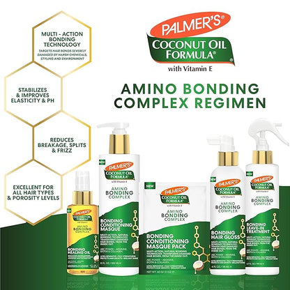 Palmer's Amino Bonding Complex Hair Oil, Healing Treatment with Coconut Oil & Vitamin E, Heat Protectant, Anti Frizz, Adds Shine, Strengthens & Protects Hair Growth, All Hair Types, 4 fl oz