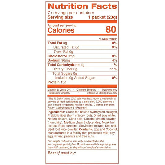 Dr. Kellyann Keto Shake Packets To Go (7 packets) - Collagen Cooler - Orange Cream, 100% Grass Fed Collagen Protein Powder – Keto & Paleo Friendly - 15g Protein