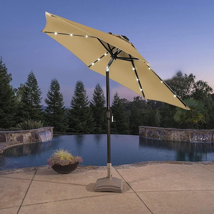 Blissun 7.5 ft Solar Umbrella, 18 LED Lighted Patio Umbrella, Table Market Umbrella