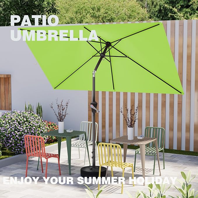 6.5' x 10' Rectangular Patio Umbrellas for Outdoor, Outdoor Table Umbrella, Large Outdoor Patio Umbrellas with 6 Sturdy Ribs for Market, Garden, Pool (Apple Green)