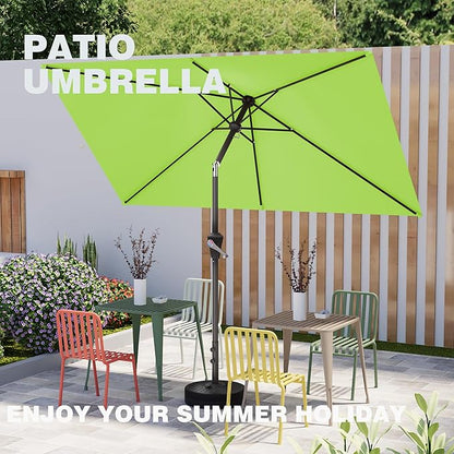 6.5' x 10' Rectangular Patio Umbrellas for Outdoor, Outdoor Table Umbrella, Large Outdoor Patio Umbrellas with 6 Sturdy Ribs for Market, Garden, Pool (Apple Green)
