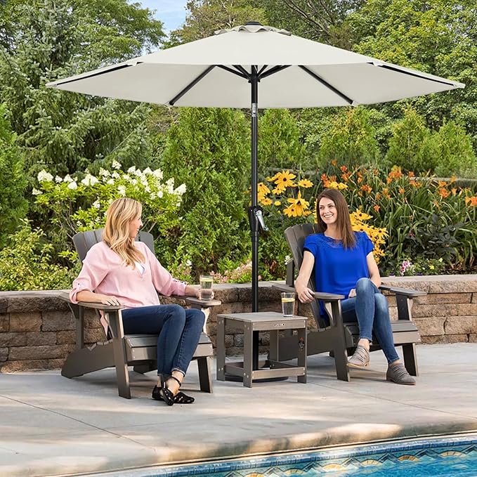ABCCANOPY 7.5FT Outdoor Patio Umbrella, Table Umbrella w/Crank for Easy Set Up, Suitable for Garden, Lawn, Deck & Backyard (Light Beige)