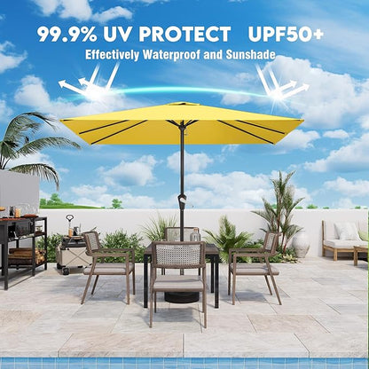 8' x 10' Rectangular Patio Umbrellas for Outdoor, Outdoor Table Umbrella, Large Outdoor Patio Umbrellas with 8 Sturdy Ribs for Market, Garden, Pool (Yellow)