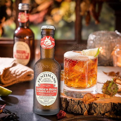 Fentimans Sparkling Ginger Beer & Muddled Lime - Ginger Beer Non Alcoholic, Ginger Ale with Natural Ginger Root, Mixer, Craft Soda, No Artificial Flavors or Preservatives - 6.7 Fl Oz (Pack of 12)