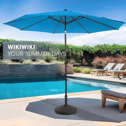 wikiwiki 7.5 FT Patio Umbrellas Outdoor Table Market Umbrella with Push Button Tilt/Crank, 6 Sturdy Ribs, Fade Resistant Waterproof POLYESTER DTY Canopy for Garden, Lawn, Deck, Backyard & Pool, Royal