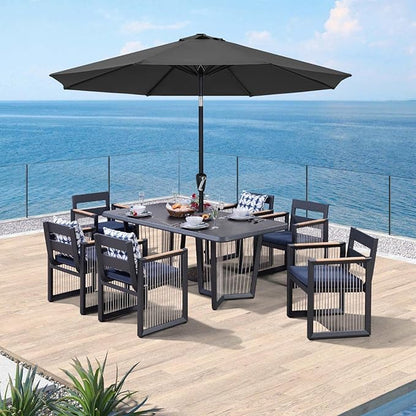ABCCANOPY 9FT Outdoor Patio Umbrella, 8 Ribs Table Umbrella w/Crank for Easy Set Up, Suitable for Garden, Lawn, Deck & Backyard (Dark Gray)