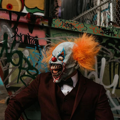Deja Boo Scary Adult Mask - Unique Creepy Halloween Mask Design - Realistic Face Costumes- Scariest Masks Ever For A Fun Halloween -Adults Horror Costume Pure Evil - Killer Shingles the Clown Mask