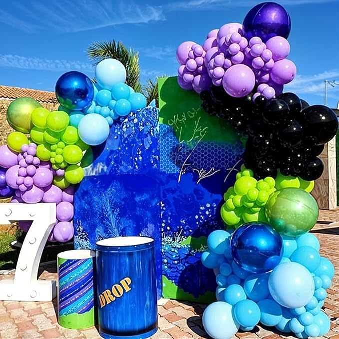 Black and Green Balloons, 60PCS Teal Blue Green Purple Video Game Balloons, Black Purple Blue Balloon for Man Video Game Baby Shower Birthday Monsters Theme Boys Game Night Party Decorations Supplies