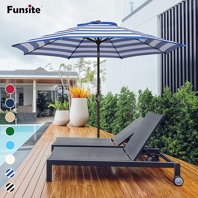 7.5Ft/9Ft Patio Umbrella, UV Protect Pool Umbrella with Heavy Duty Pole,Outdoor Umbrella with Push Botton Tilt & Crank